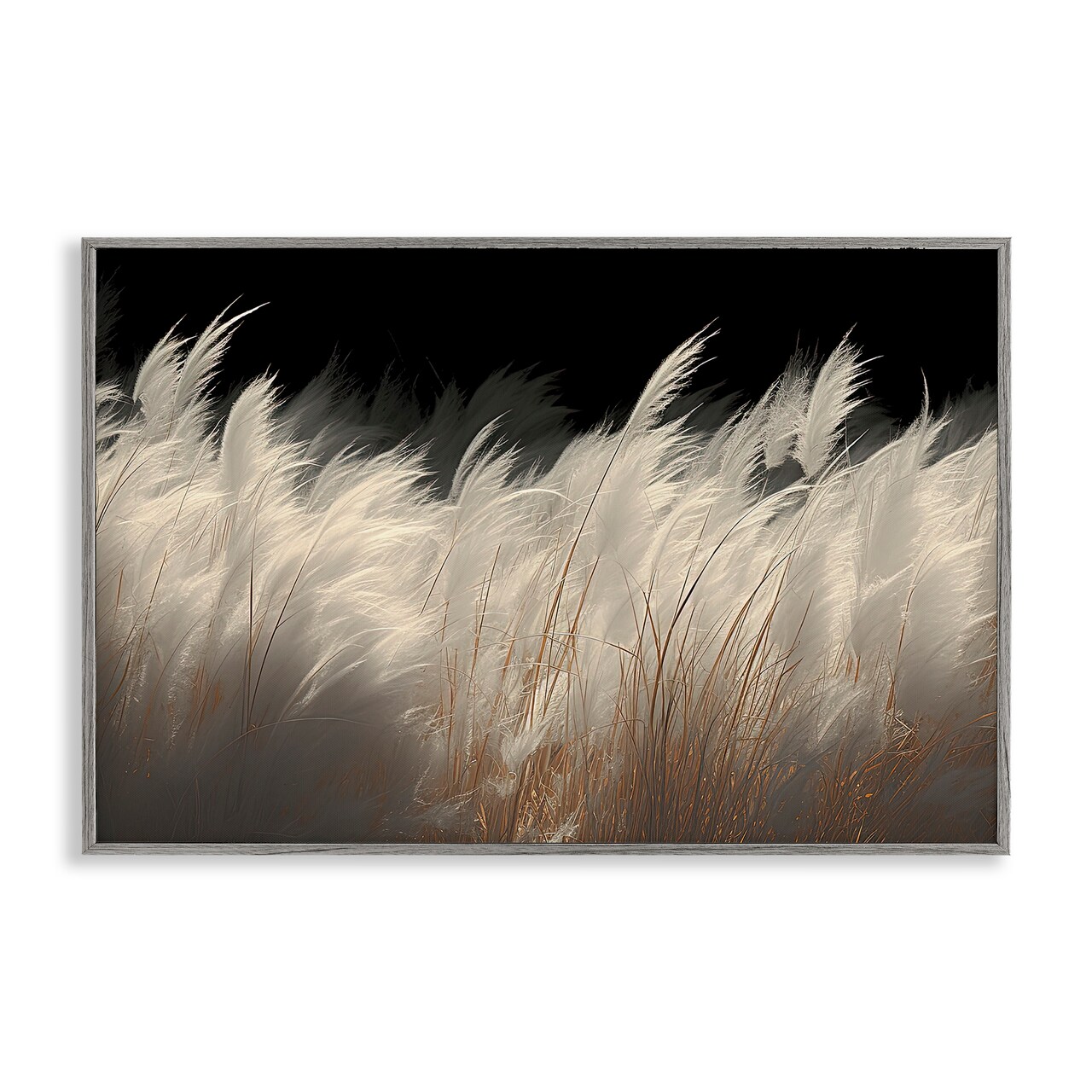 Stupell Industries White Feathers Windblown Grasses Framed Giclee, design by Decent Exposures